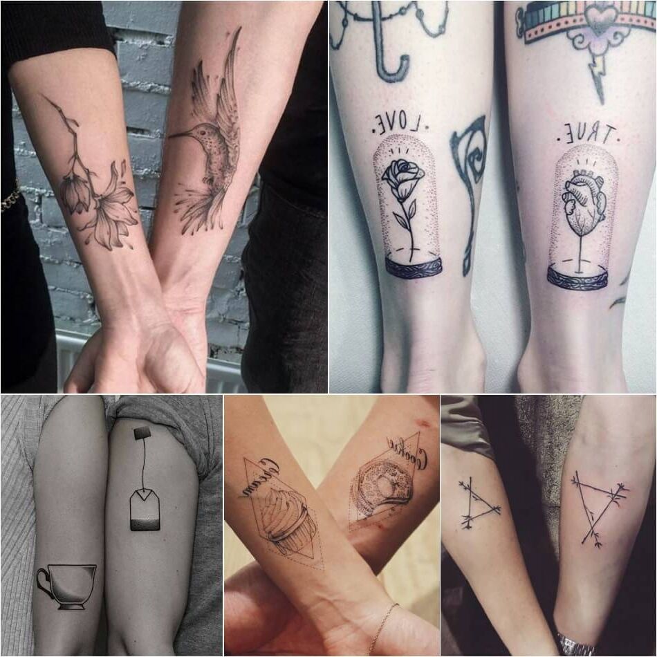 Tatouages Tatouages pour couples collage divers motifs abstraits colibri