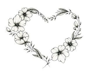 10 Esboços de tatuagens de corações para homens e mulheres laureados com flores