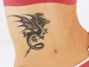 14 Tattoos of Dragons on the belly belly abdomen black