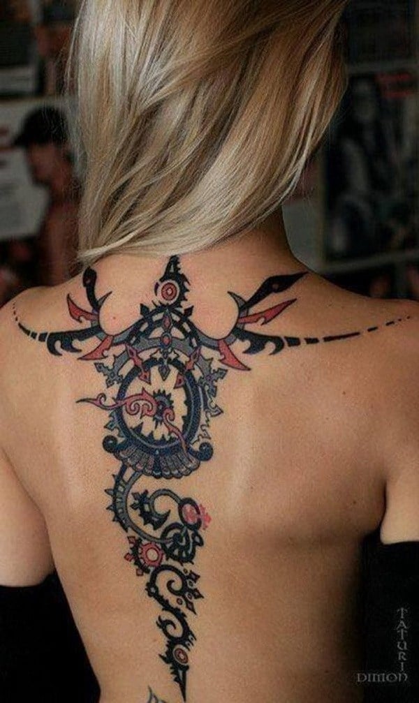 16 Tattoos of Dragons in Gray Red Black dragon shape with gear-like mechanical parts