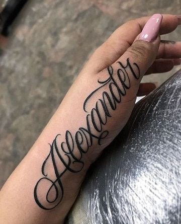 2 Fonts for Tattoos of Alexander Names on the side of the hand and finger