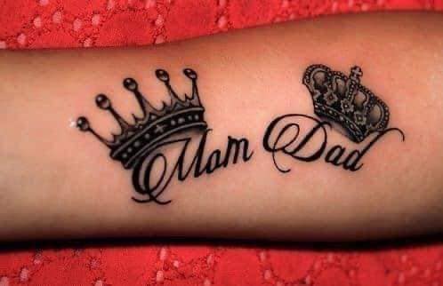 28 Tatuajes de Coronas en pareja Mam y Dad Mami y Papi en antebrazo