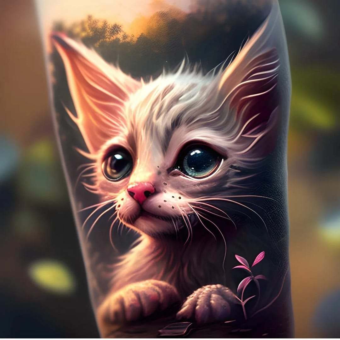 78 Ideas templates Sketches for Realistic Tattoos Small kitten baby close-up Artist monster crawling
