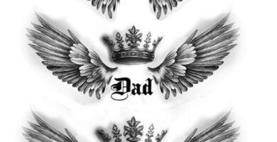 93 Tatuajes de Angel Alas para Hombres con Corona de Rey Plantilla y letras Father Padre y Bad Malo