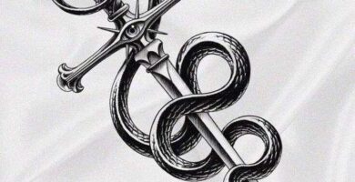 98 Tatouages de Couteaux Poignards avec Tête de Mort et Serpent Enroulé
