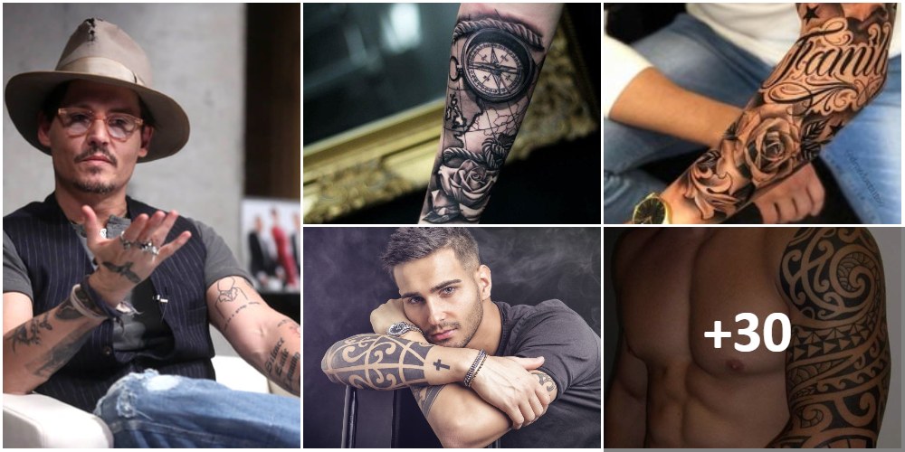 Collage Stilvolle Arm-Tattoos für Männer