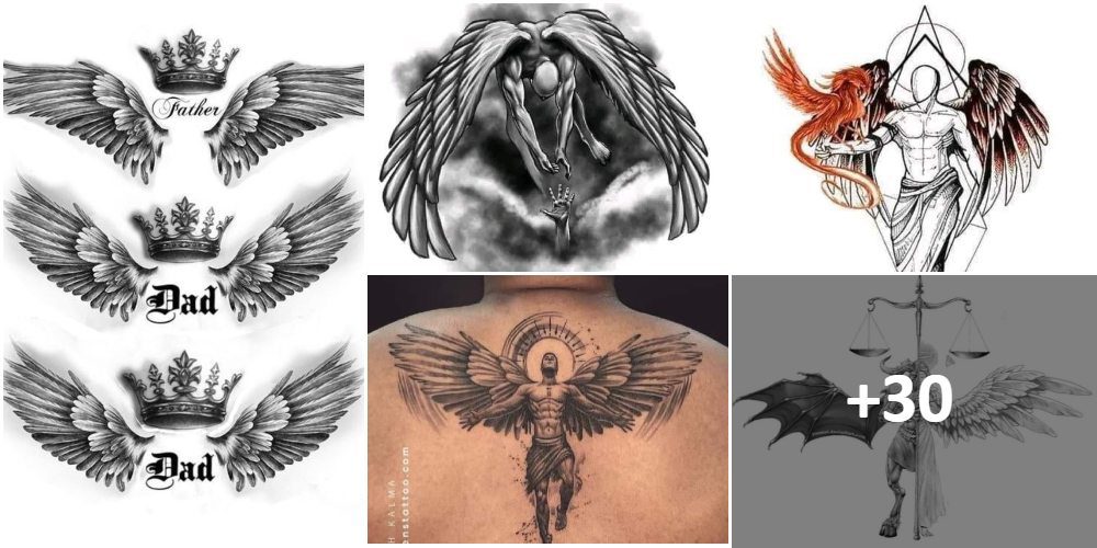 Collage Tatuajes de Angel Alas Hombre