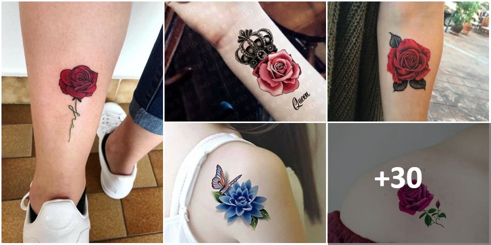 Colagem de tatuagens de flores