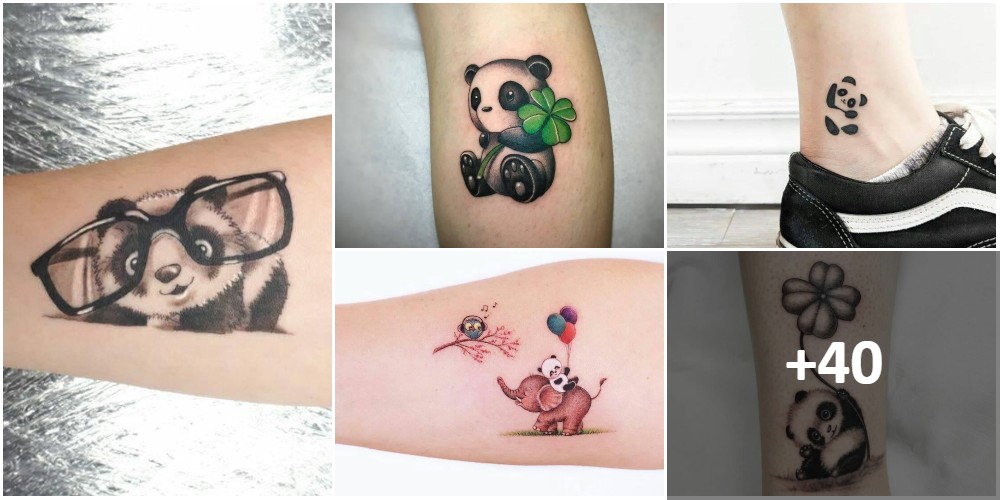 Colagem de tatuagens de pandas