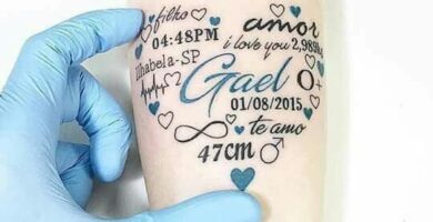 1 TOP 1 Tattoos of Names Heart for Birth with all the data of the Baby Gael Date Time Blood Group love filho ilhabela electro