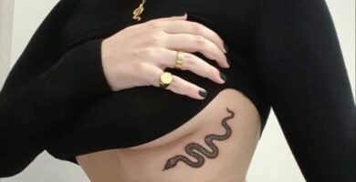 1 TOP 1 Tatuajes de Serpiente Negra debajo del Pecho