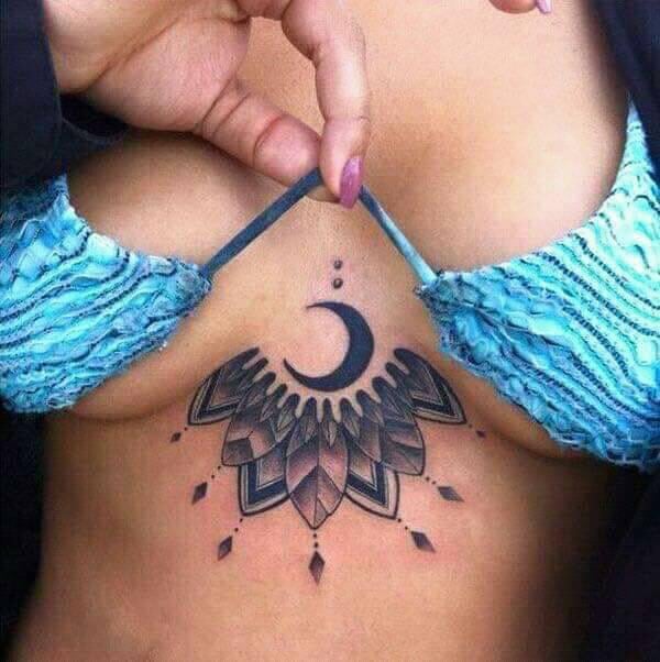 18 Tattoos and a half of the Lotus Flower and Moon Breasts