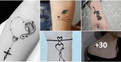 Colagem de tatuagens finas