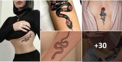 Collage-Schlangen-Tattoos