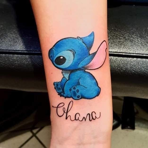 Tatuaje Ohana Familia Gran Stitch Azul intenso