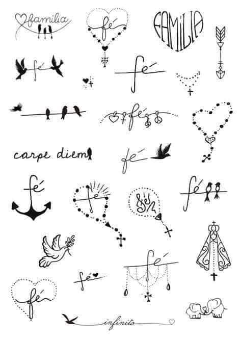 1 TOP 1 Ideas Sketches and Tattoo Templates About Faith Virgin Family Arrow Rosary Cross Infinity Carpe diem Birds Swallows