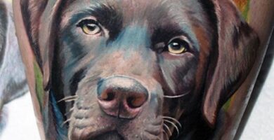 1 TOP 1 Tatuajes de perros Realismo Retrato de Cara de perro negro impresion 3d atras acuarela