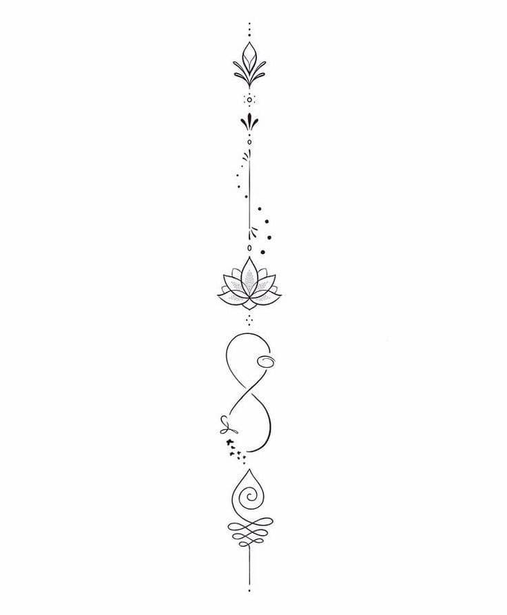 22 tatuajes flor de loto diseño significado boceto con infinito longitudinal