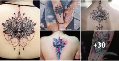 Colagem tatuagens flor de lótus