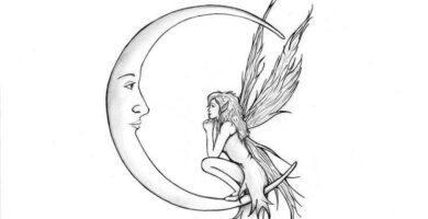 111 Tatuajes Bocetos Plantillas de Hadas con Luna mirandose