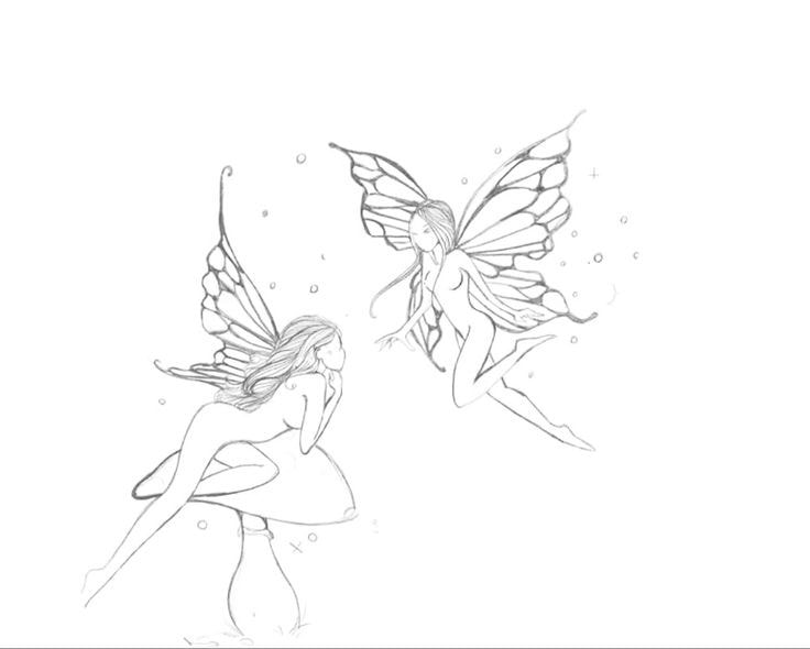 17 Tattoos Sketches Templates of Fairies two in pencil eraser