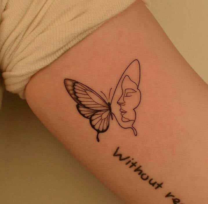241 Delicati piccoli tatuaggi neri Farfalla Metamorfosi Volto femminile