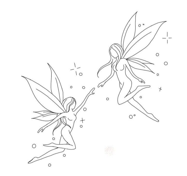 37 Tattoos Sketches Templates of Fairies two sister friends for holding hands
