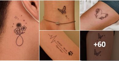 Collage di bellissimi piccoli tatuaggi estetici minimalisti 2