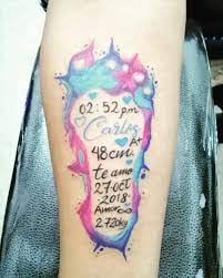 11 Baby Feet Tattoos with name date time height