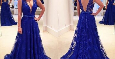 1297 Vestidos Azul Rey Para Fiesta de Boda o dama de Honor escote amplio recto encaje y tul Largo hasta el piso