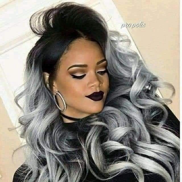 145 Ash and Black Hair with Curls Medium Length