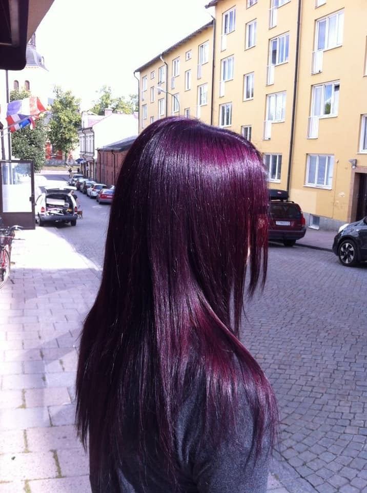 150 Semi-long straight wine red hair