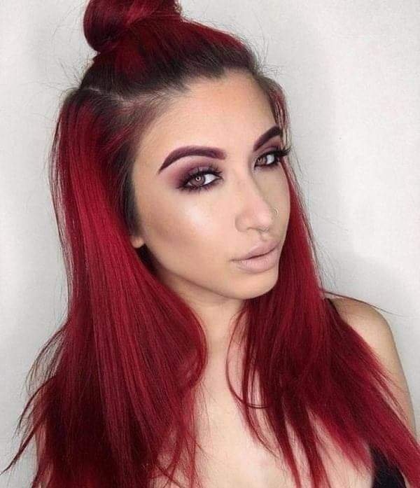 20 Hair with Red Highlights and Chongo