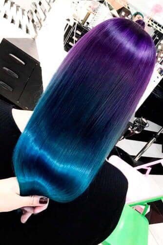 223 Hair Dye Violet et Celestial Blue aux extrémités droites
