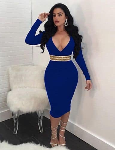 324 Royal Blue Dresses with white and gold belt