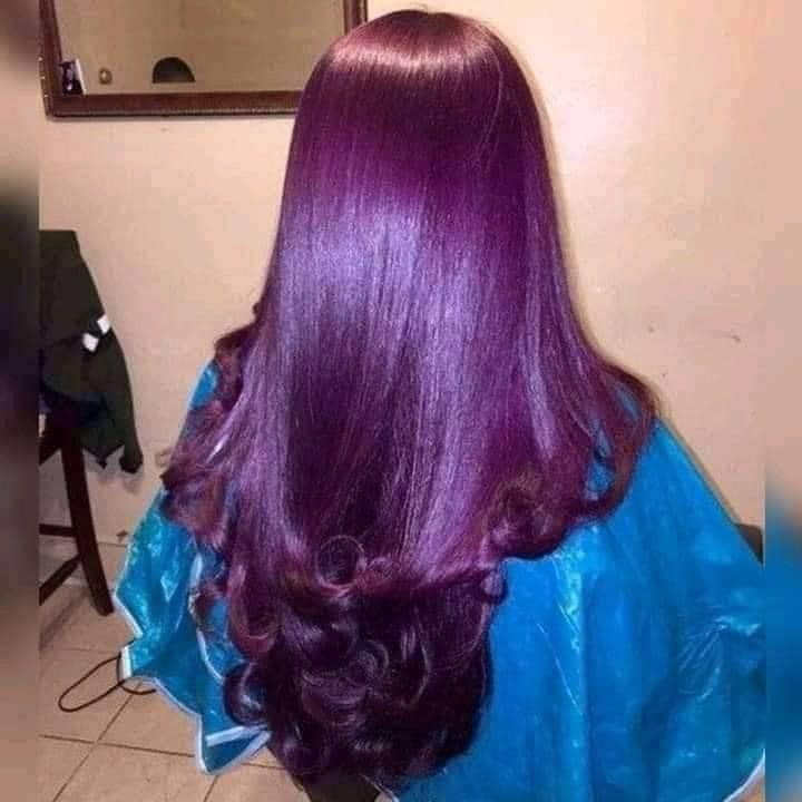 911 Hair in Tone Red Wine Purple Violet shiny long with curlers at the ends