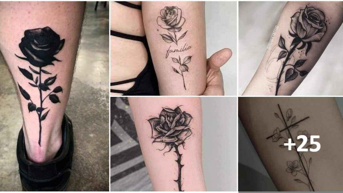 30 Tatuajes de【Flores】Negras: Rosas, Pequeñas, Para Mujer ???????????????? 【Lo  Mejor de 2023 】