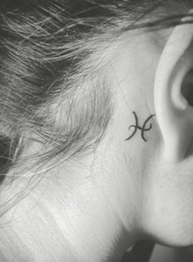 35 Tattoos behind the Ear Zodiac Sign