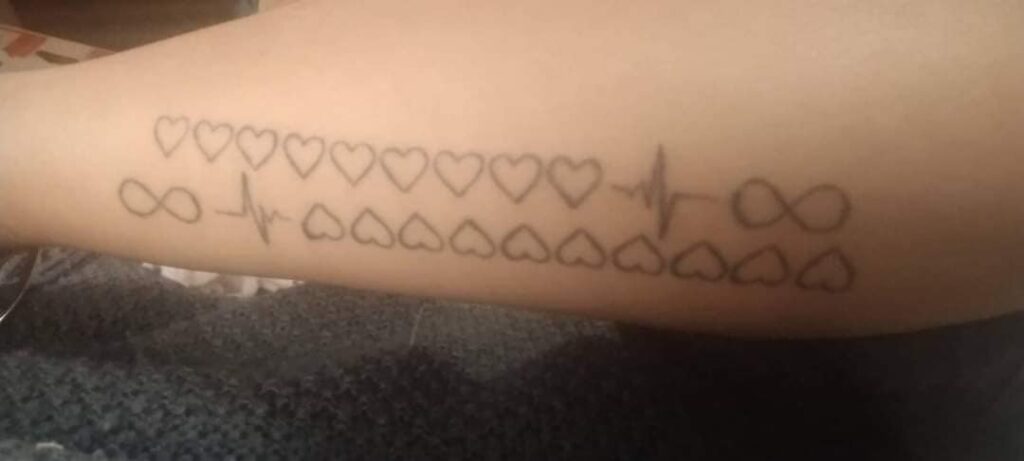 Most liked Women's Tattoos Many Hearts two electros two infinities symbolizing loved ones