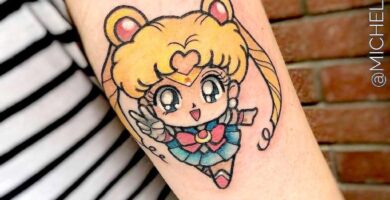 1 TOP 1 Mejores Tatuajes de Sailor Moon Usagi Bunny Serena Tsukino Caricatura de la Nina en Antebrazo