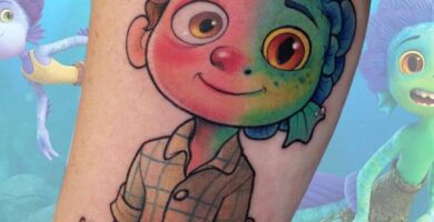 1 TOP 1 Miss Poppys Disney Happy Tattoos Silenzio Bruno mitad cara de reptil mitad cara de humano Luca