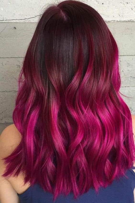 16 Hair Hair Color Violet Magenta Gradient and straight
