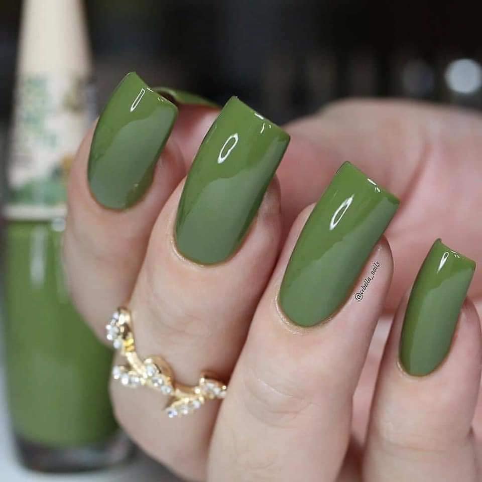 3 TOP 3 Manicure Nails TOP 22 Colors for Painting of Most Liked Nails Green Moss