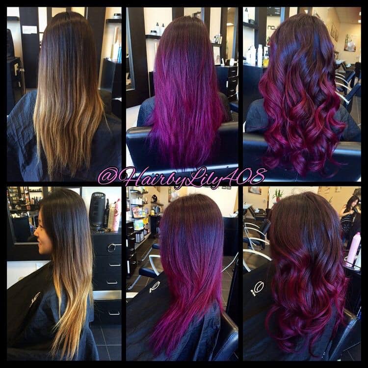 312 Hair Hair Color Violet Magenta Painting process