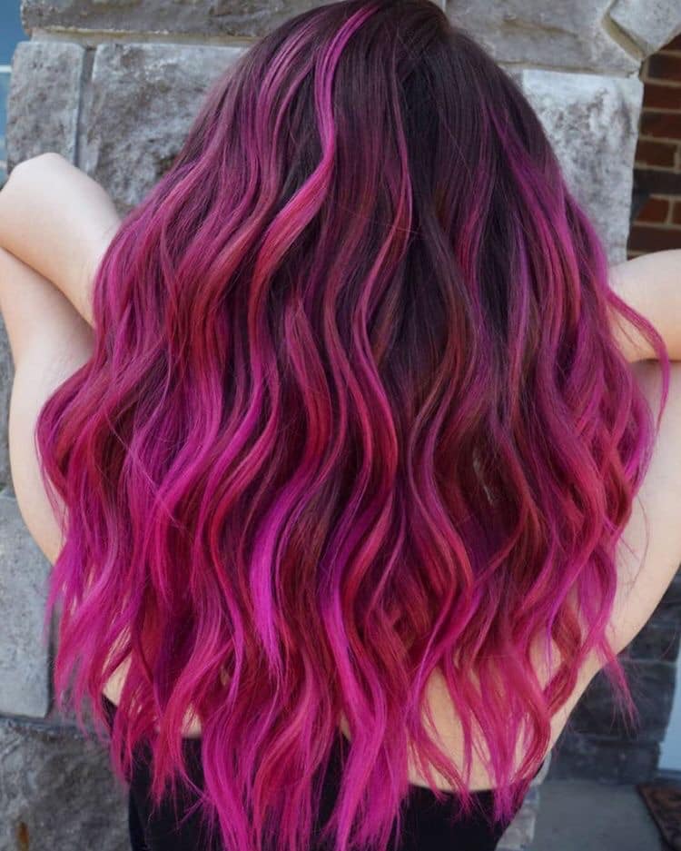 412 Hair Color Hair Color Violet Magenta ondulé