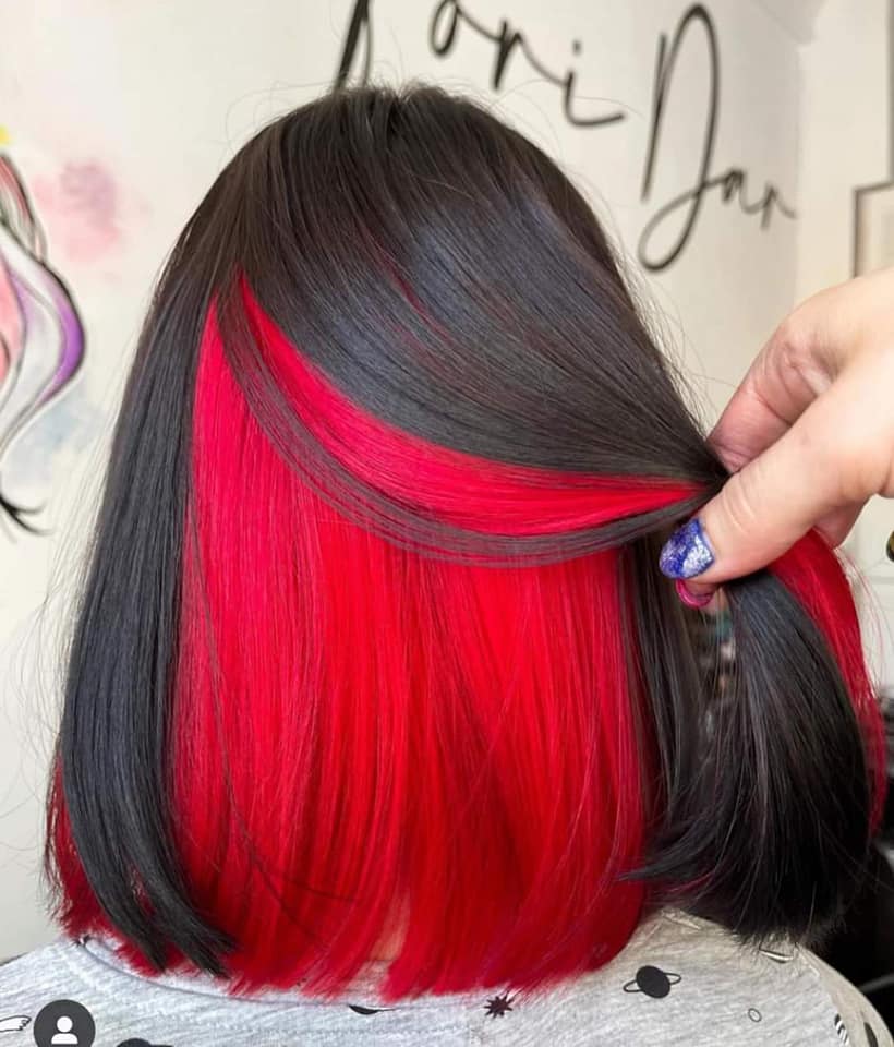 5 TOP 5 Two-color hair Underlights in short Bob haircut brown above and deep red below