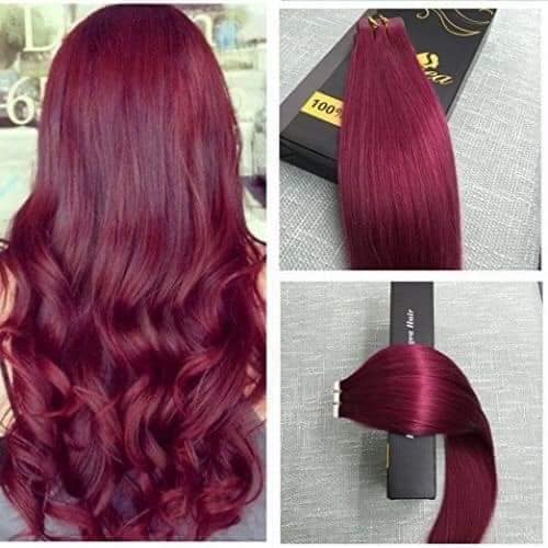 8 Haarverlängerungen in der Haarfarbe Violett-Magenta in dieser Farbe