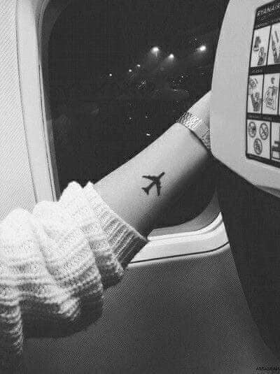 88 Simple Cute and Aesthetic Tattoos Airplane on the wrist for lovers of air travel