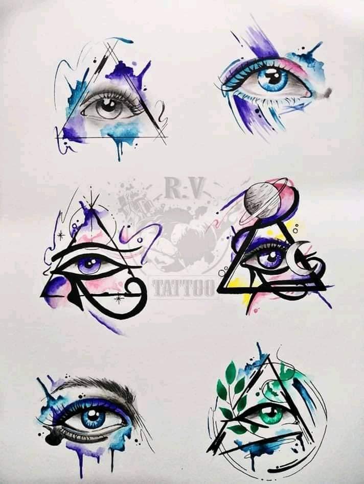 9 Most liked Women's Tattoos July part 2 Sketches of Eyes inscribed in Triangles