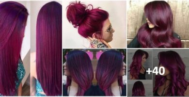 Collage-Haarfarben Violett Magenta 1